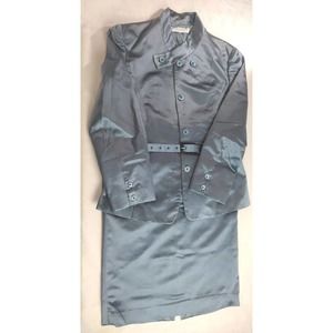 Women's Carolina Herrera Silk 2 Pc.Skirt Suit Set In Teal See Listing For Size